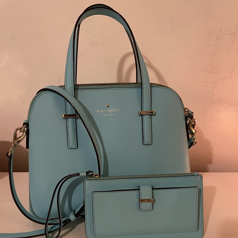 Light Blue Kate Spade Purse with matching wallet